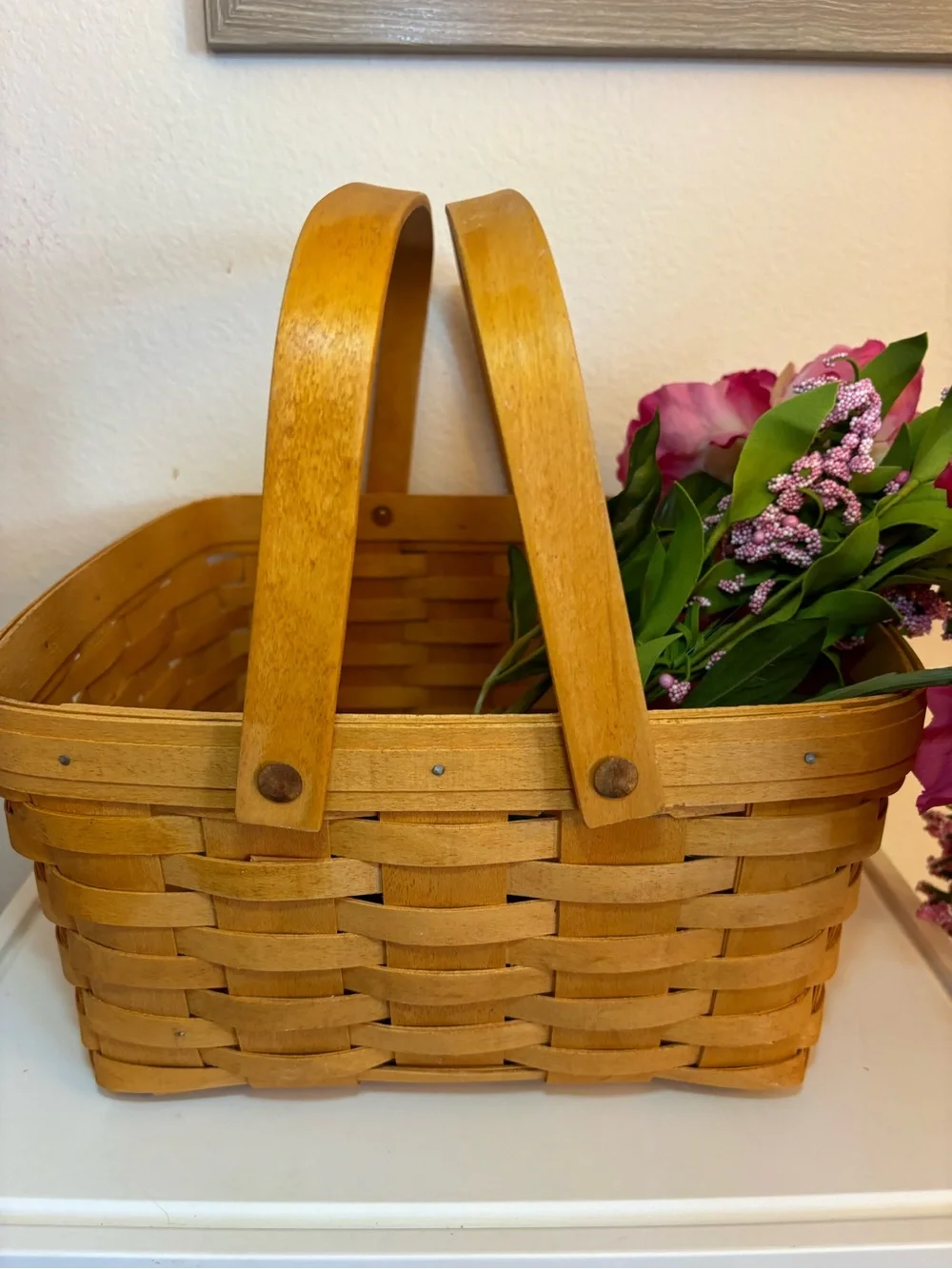 Vintage 1995 Longaberger Square Cake Basket, Swing Handles, 12”x12”x6.25”